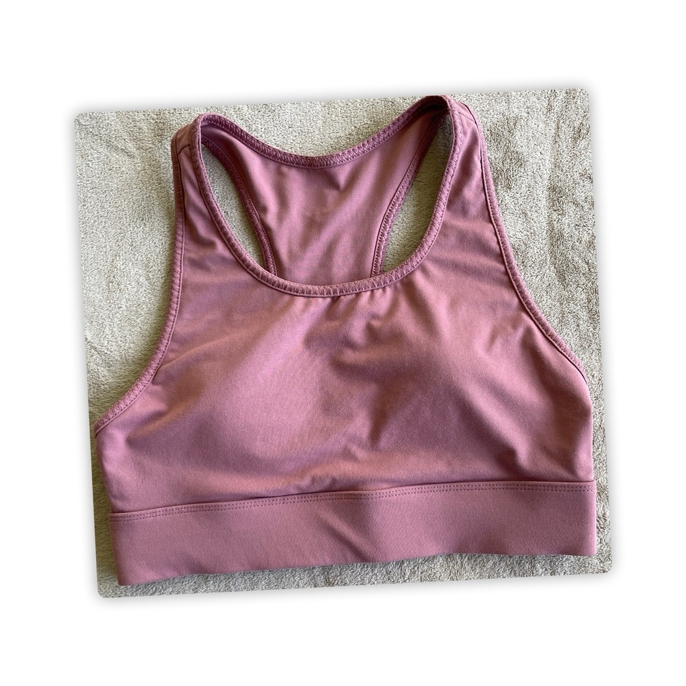 Womens Fabletics Rose Pink Padded sports bra. No size tag. Measurements in pics.